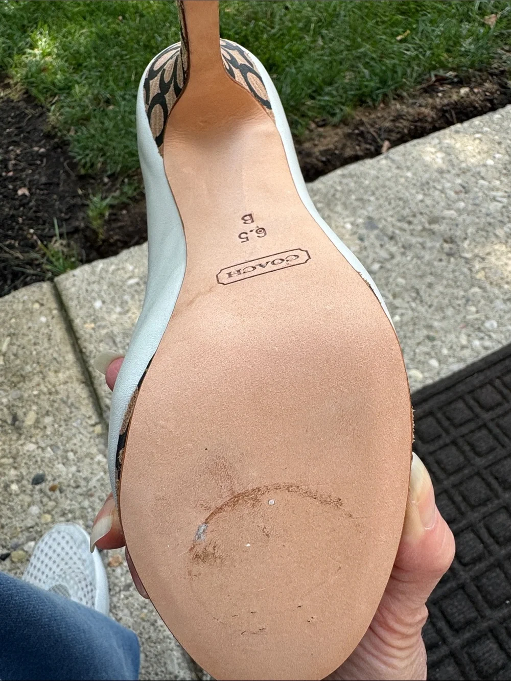 Coach NWB Round-Toe Platform Heels with Logo-Print Accents